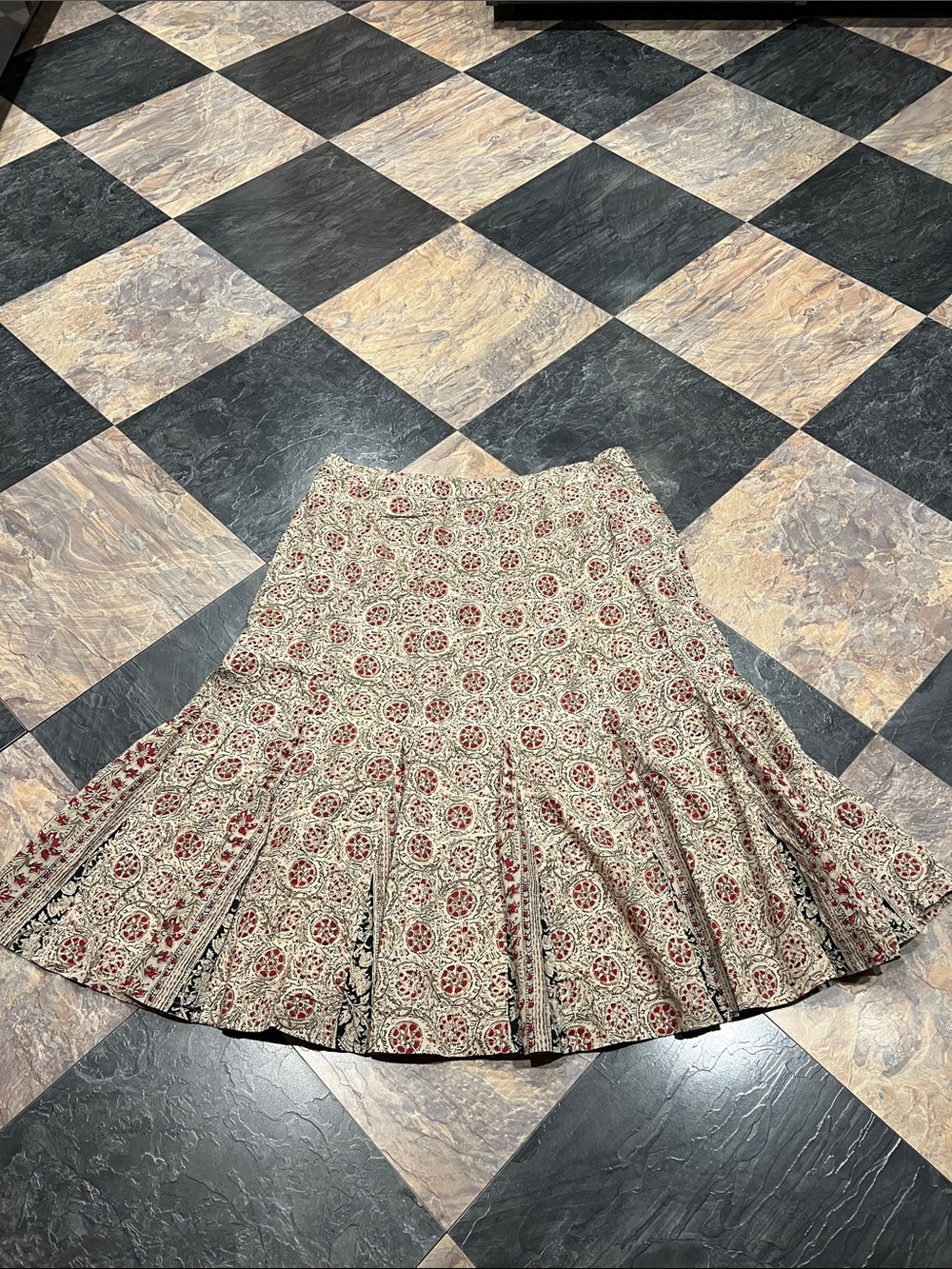 Charter Club Red and Cream Floral Circle Skirt
